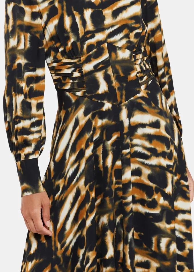 Women Dresses Whistles Multicolour Smoke Print Gathered Dress