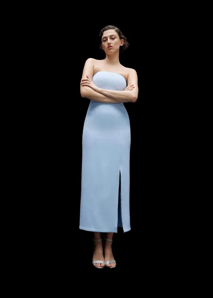 Women Dresses Whistles Pale Blue Gemma Strapless Maxi Dress