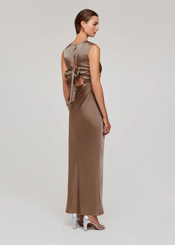Women Dresses Whistles Pewter Cowl Neck Satin Maxi Dress