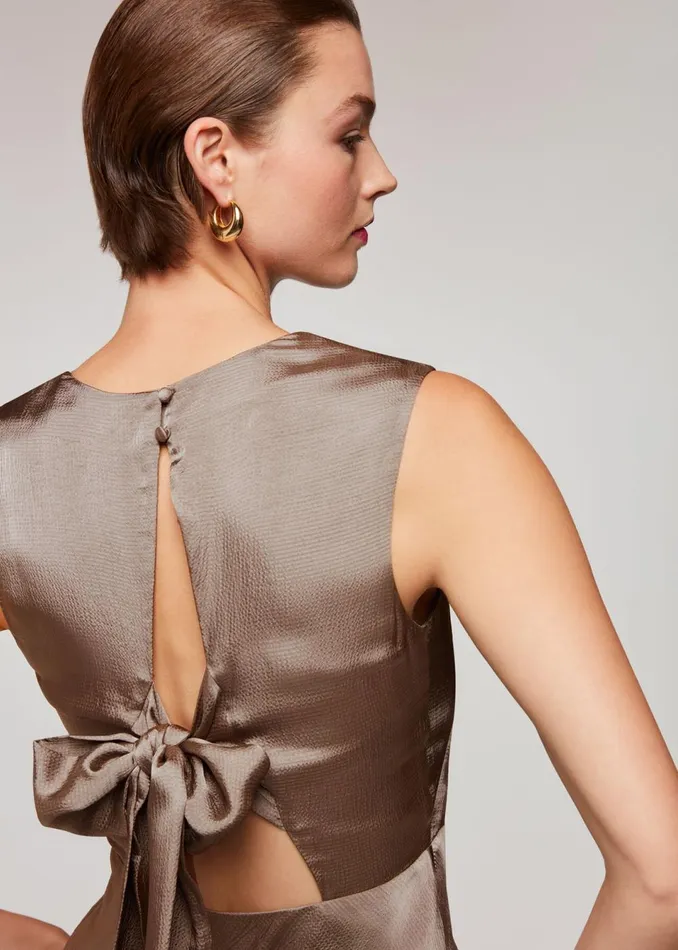 Women Dresses Whistles Pewter Cowl Neck Satin Maxi Dress