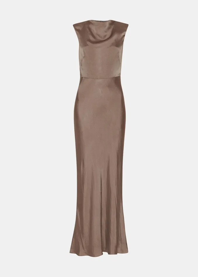 Women Dresses Whistles Pewter Cowl Neck Satin Maxi Dress