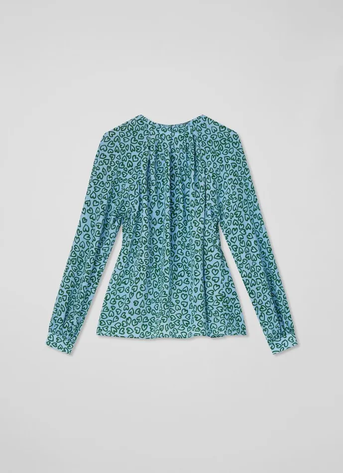 Women Edeline Blue And Green Heart Print Silk Top Green Blue LKBennett Tops Women Edeline Blue And Green Heart Print Silk Top Green Blue LKBennett Tops