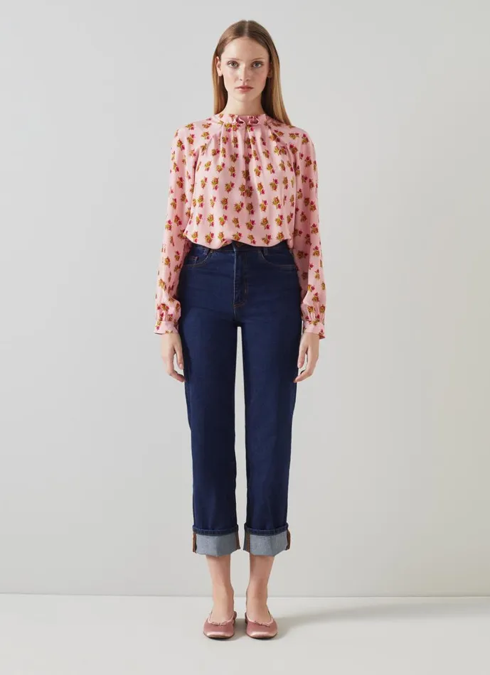 Women Edeline Pink And Red Rosebud Print Silk Top Pink LKBennett Tops Women Edeline Pink And Red Rosebud Print Silk Top Pink LKBennett Tops
