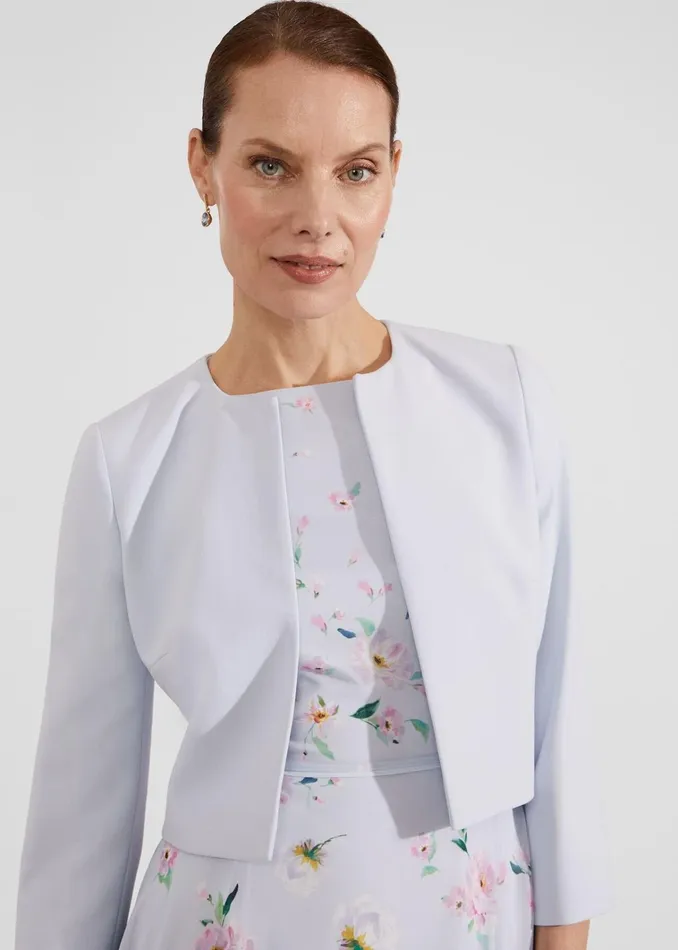 Women Elize Crepe Jacket Pale Blue Hobbs Coats and Jackets