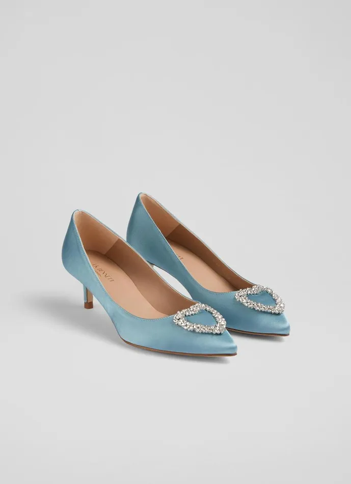 Women Ella Pale Blue Satin Heart Brooch Courts Light Blue LKBennett Court Shoes Women Ella Pale Blue Satin Heart Brooch Courts Light Blue LKBennett Court Shoes