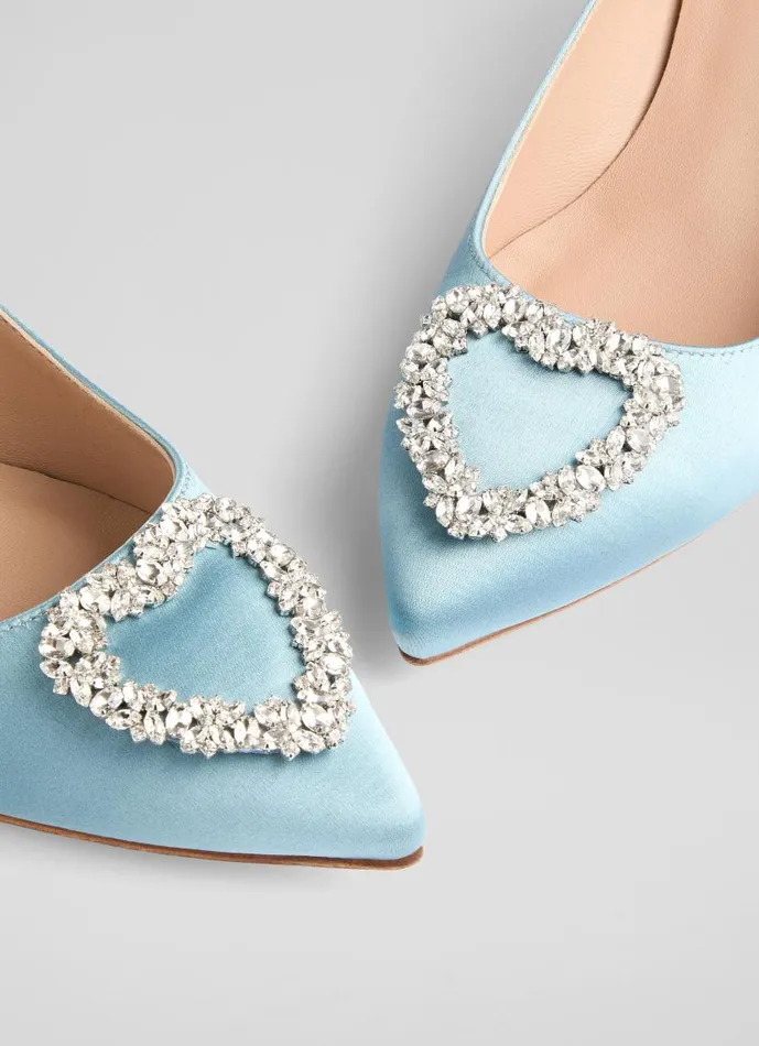 Women Ella Pale Blue Satin Heart Brooch Courts Light Blue LKBennett Court Shoes Women Ella Pale Blue Satin Heart Brooch Courts Light Blue LKBennett Court Shoes