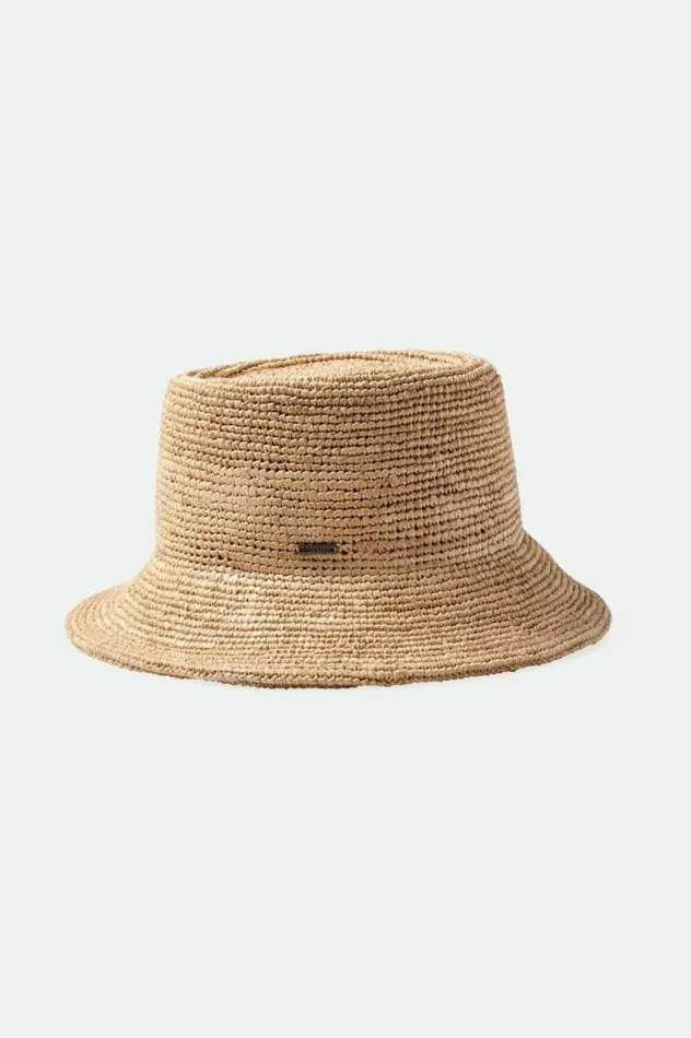 Women Ellee Straw Bucket Hat Tan Brixton Straw Hats
