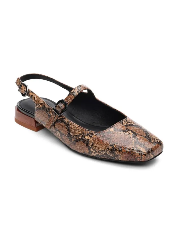 Women Everly Slingback Flat Brown Black Snake Sanctuary Clothing Ballet Flats