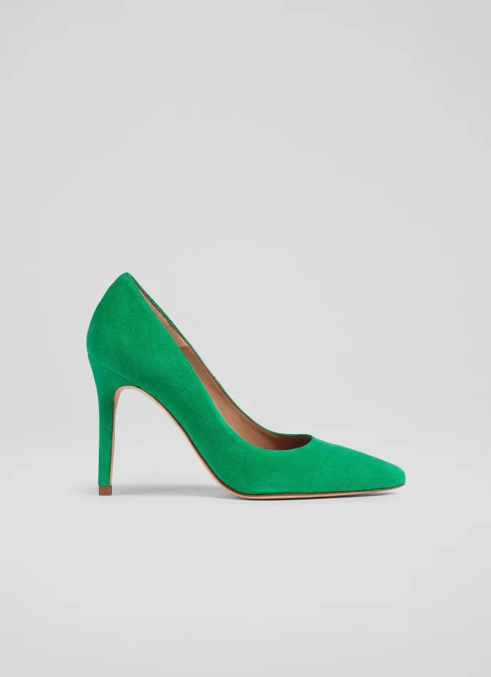 Women Fern Green Suede Pointed Toe Courts Eden Green LKBennett Court Shoes