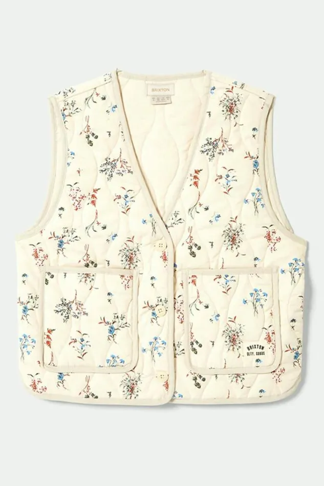 Women Field Floral Quilted Vest Whitecaphazelnutditsy Floral Brixton Jackets