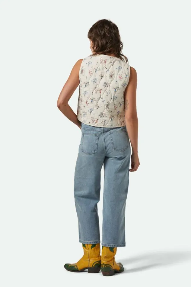 Women Field Floral Quilted Vest Whitecaphazelnutditsy Floral Brixton Jackets