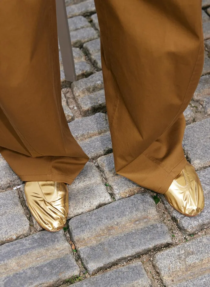 Women Flats Tibi Metallic Mikhail Flat Gold