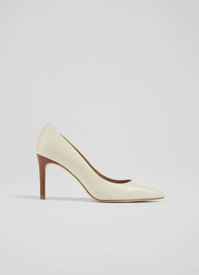 Women Floret White Leather Pointed Toe Courts White LKBennett Court Shoes