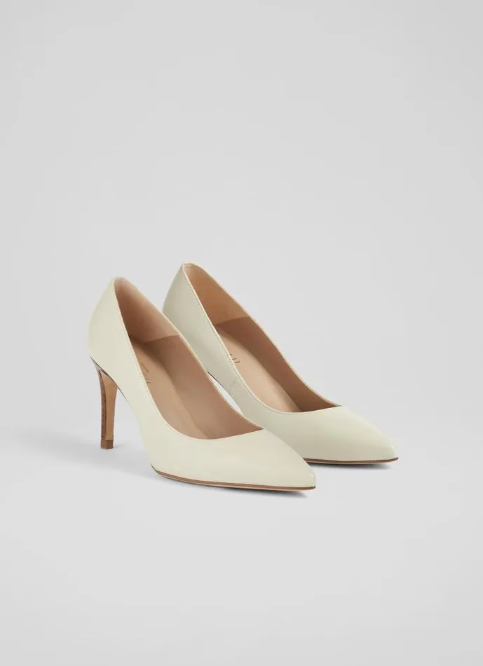 Women Floret White Leather Pointed Toe Courts White LKBennett Court Shoes
