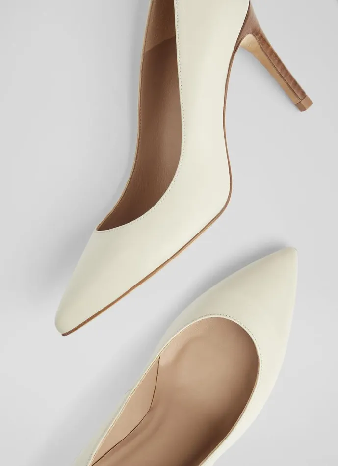 Women Floret White Leather Pointed Toe Courts White LKBennett Court Shoes