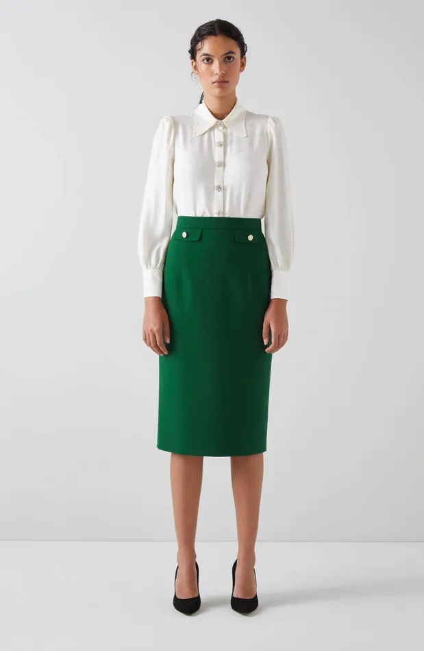 Women Folly Green Crepe Pencil Skirt Dark Green LKBennett Skirts Women Folly Green Crepe Pencil Skirt Dark Green LKBennett Skirts