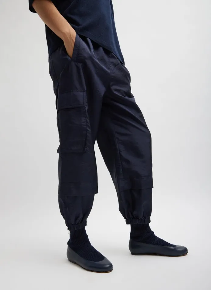 Women Fundamentals Tibi Crispy Nylon Wilt Pull On Jogger Navy