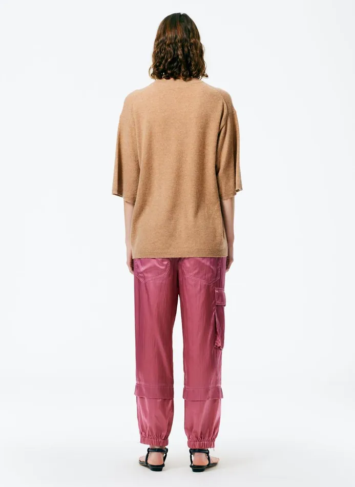 Women Fundamentals Tibi Feather Weight Cashmere Oversized Easy TShirt Sand