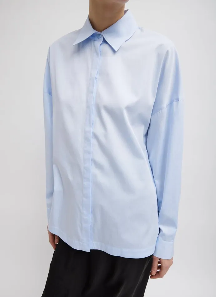 Women Fundamentals Tibi Gabe Oversized Shirt Blue
