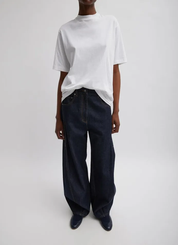 Women Fundamentals Tibi Mock Neck Unisex TShirt White