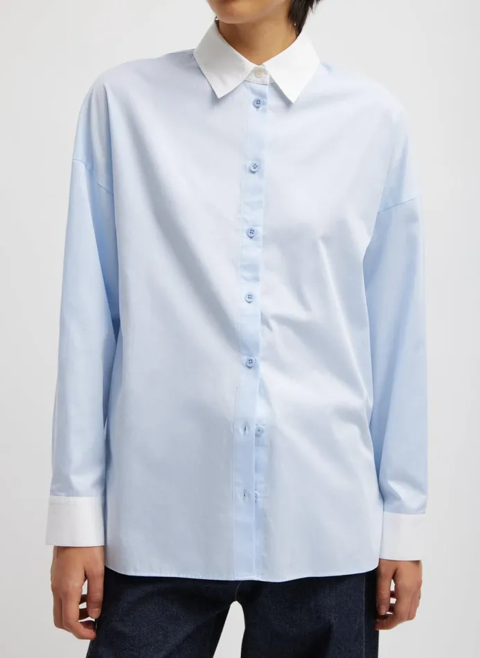 Women Fundamentals Tibi Shirting Spectator Gabe Shirt Blue Multi