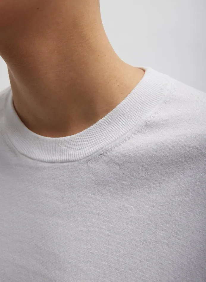 Women Fundamentals Tibi Super Fine Gauge Perfect Short Sleeve Men039s Pullover White