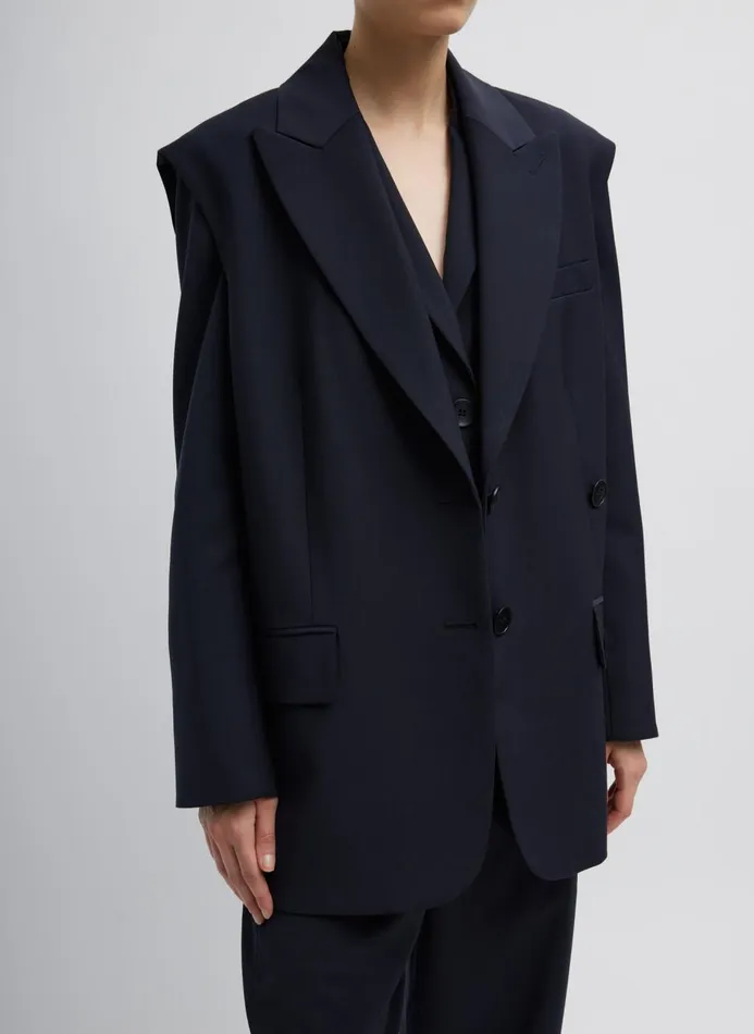 Women Fundamentals Tibi Tropical Wool Liam Vest Navy