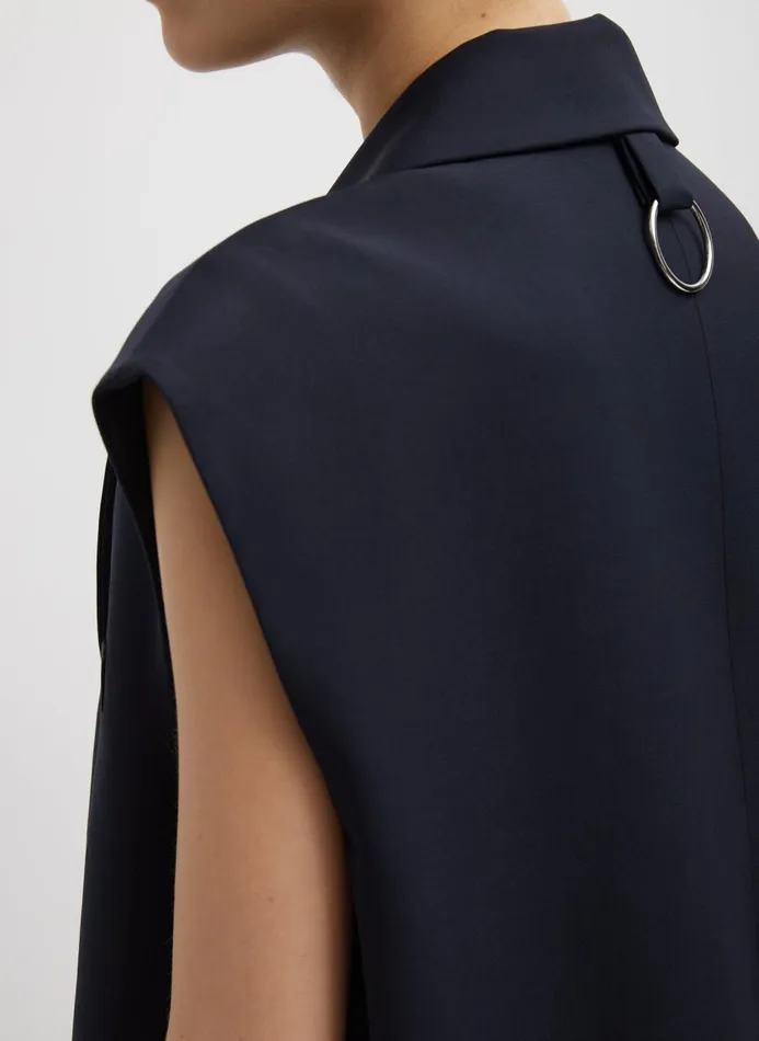 Women Fundamentals Tibi Tropical Wool Liam Vest Navy