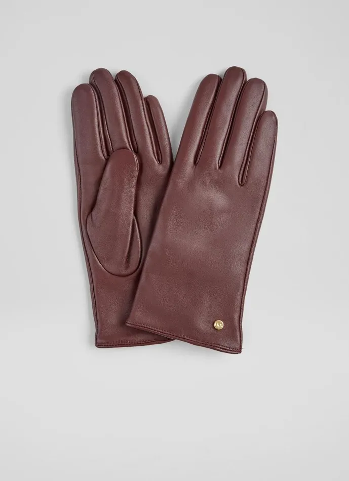Women Gina Bordeaux Leather Gloves LKBennett Gloves