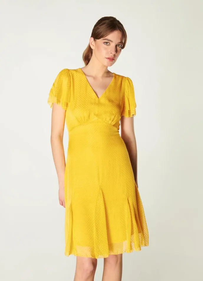 Women Hally Mustard Silk Dress Mustard LKBennett Dresses