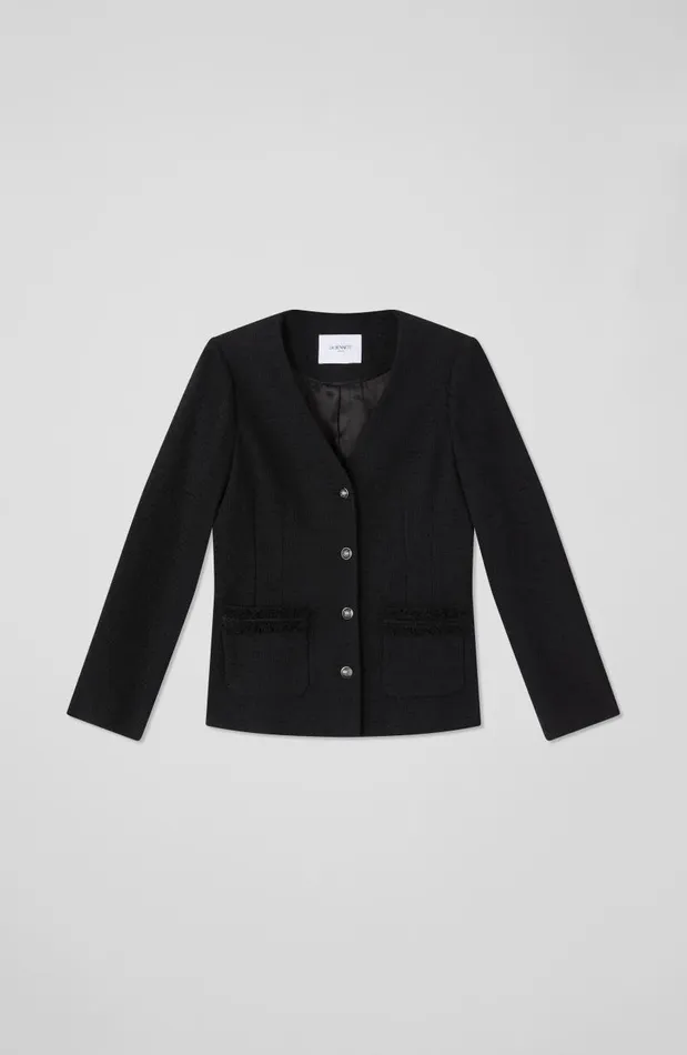 Women Hanna Black Italian Tweed Jacket Black LKBennett Coats and Jackets Women Hanna Black Italian Tweed Jacket Black LKBennett Coats and Jackets