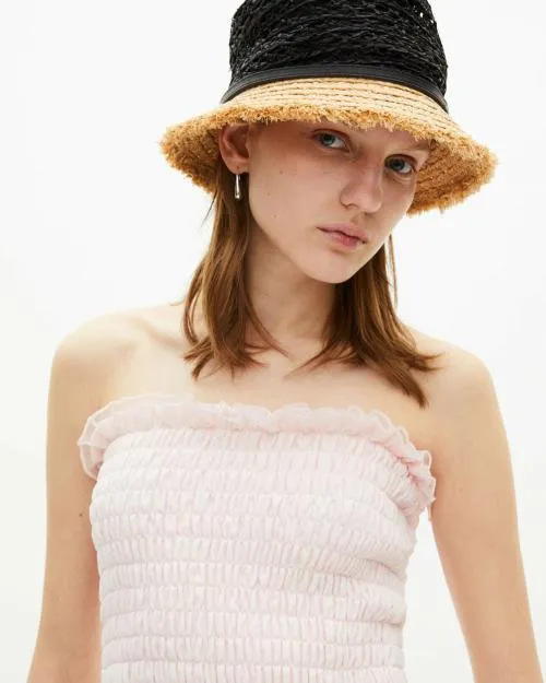 Women Hats and Caps The Kooples Black And Beige Raffia Hat Black 8211 Cream