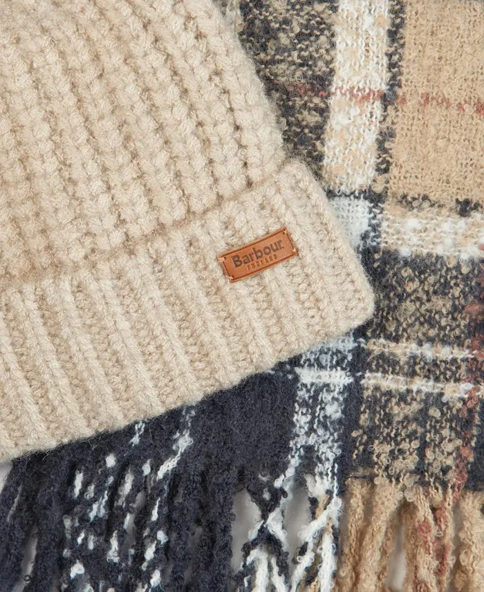Women Hats Barbour Saltburn Beanie and Tartan Scarf Set Grey Rose Women Hats Barbour Saltburn Beanie and Tartan Scarf Set Grey Rose