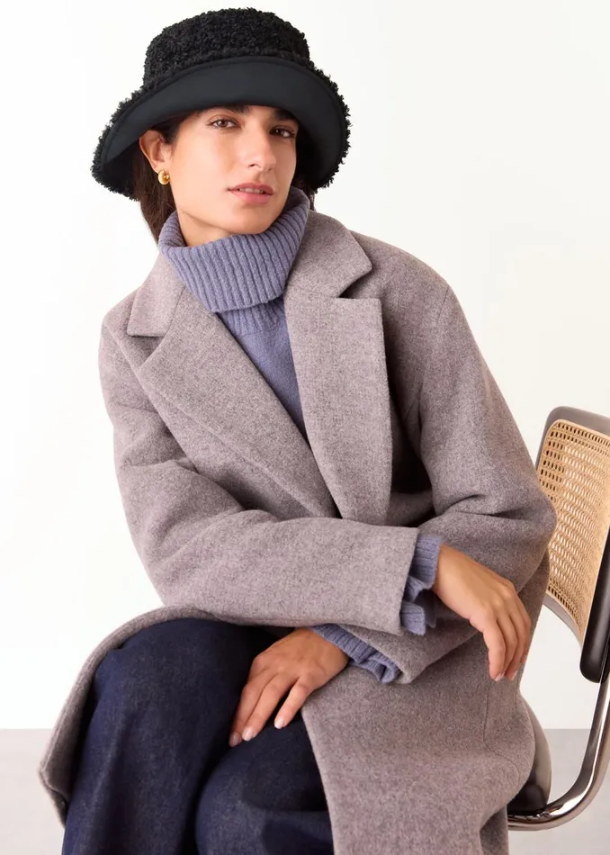 Women Hats Gloves and Scarves Whistles Black Reversible Borg Bucket Hat