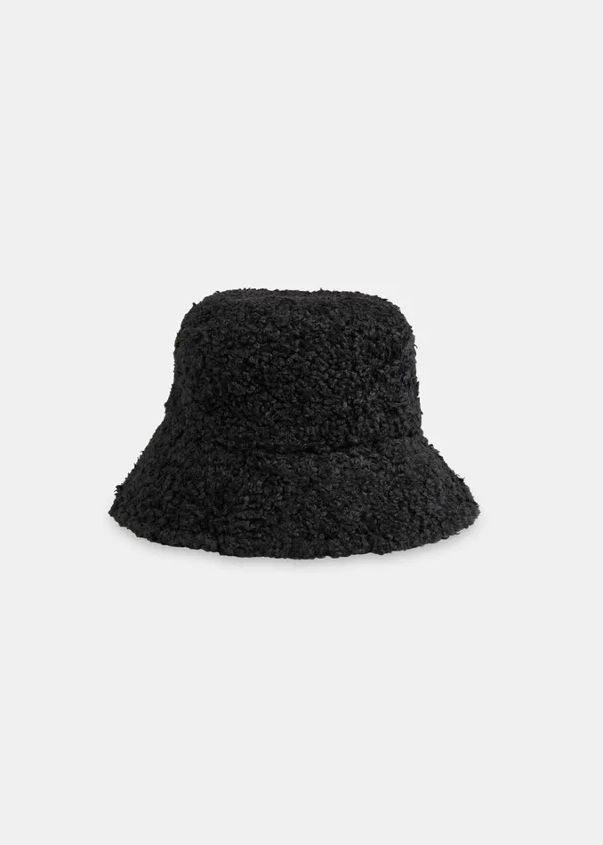 Women Hats Gloves and Scarves Whistles Black Reversible Borg Bucket Hat
