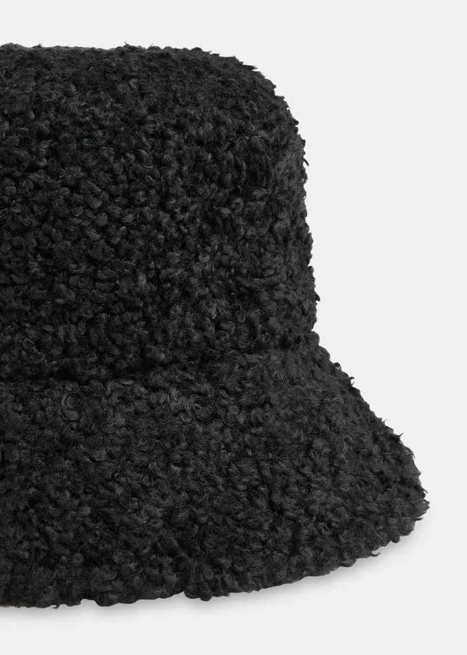 Women Hats Gloves and Scarves Whistles Black Reversible Borg Bucket Hat