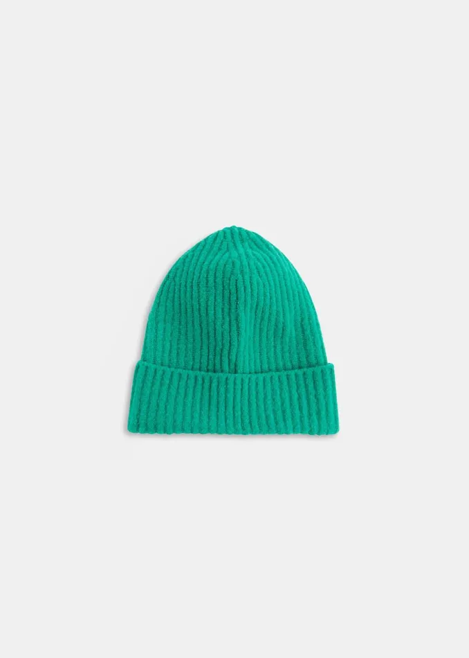 Women Hats Gloves and Scarves Whistles Green Wool Mix Rib Beanie