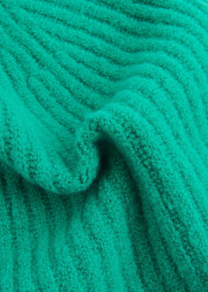 Women Hats Gloves and Scarves Whistles Green Wool Mix Rib Beanie