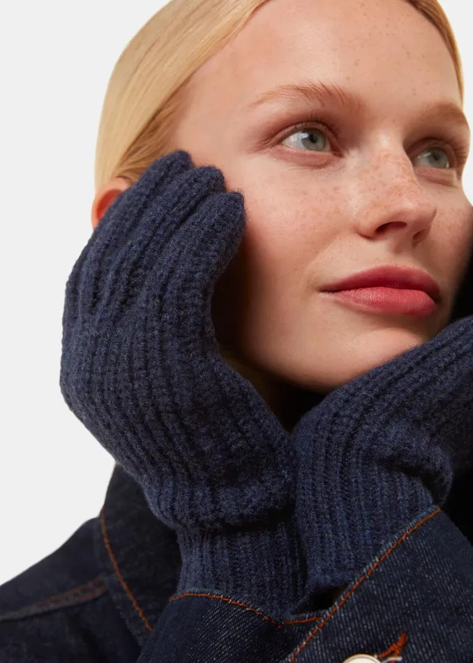 Women Hats Gloves and Scarves Whistles Navy Lambswool Gloves