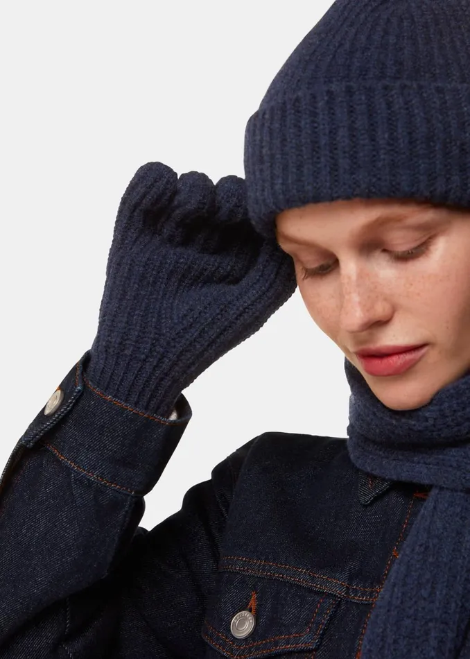 Women Hats Gloves and Scarves Whistles Navy Lambswool Gloves
