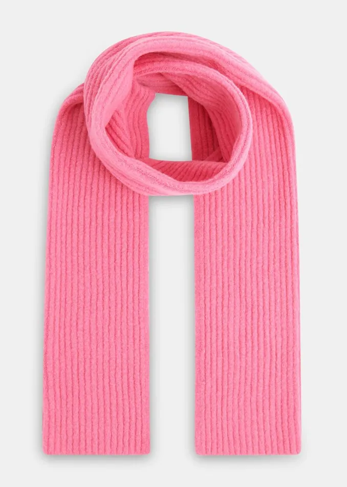 Women Hats Gloves and Scarves Whistles Pink Wool Mix Rib Scarf
