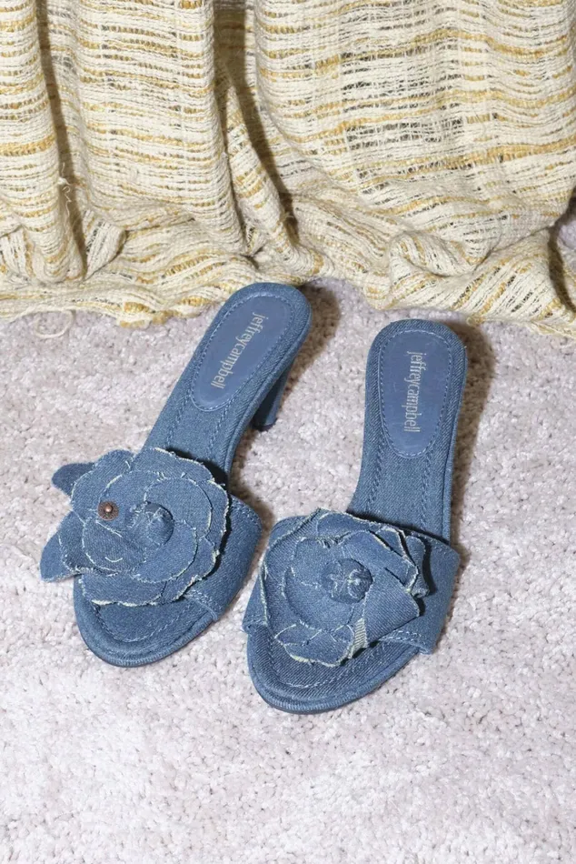 Women Heel Jeffrey Campbell BUDDING Blue Denim