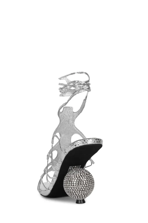 Women Heel Jeffrey Campbell LEFREAK Silver Metallic Snake