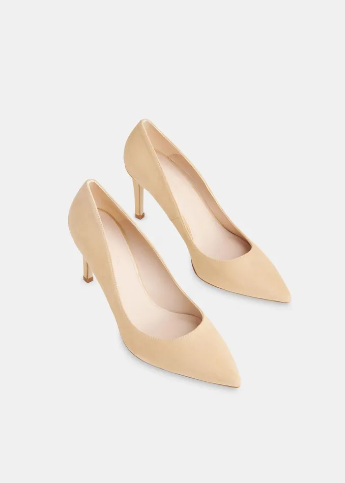 Women Heels Whistles Beige Corie Suede Heeled Pump