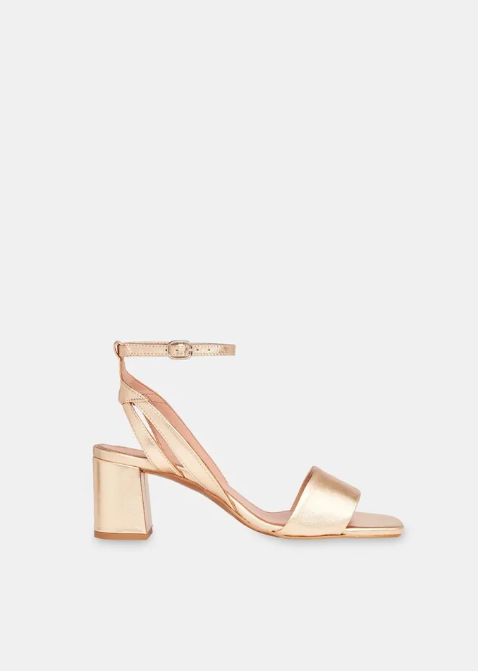 Women Heels Whistles Gold Eden Block Heel Sandal