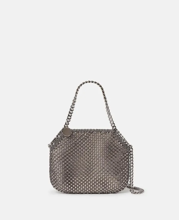 Women Iconic Falabella Stella McCartney Falabella Crystal Mesh Mini Tote Bag Fog Women Iconic Falabella Stella McCartney Falabella Crystal Mesh Mini Tote Bag Fog