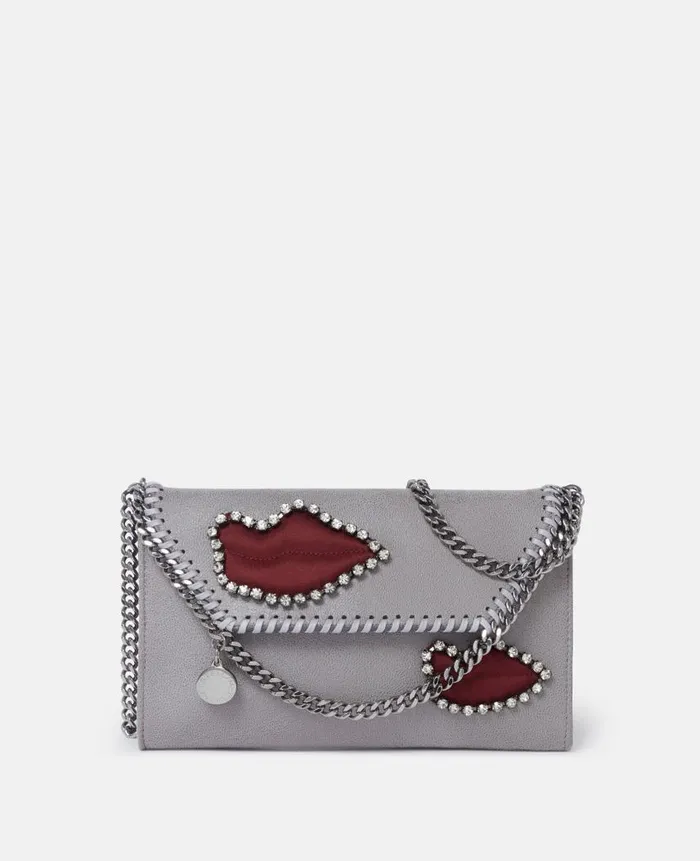 Women Iconic Falabella Stella McCartney Falabella Lips Wallet Crossbody Bag Grey