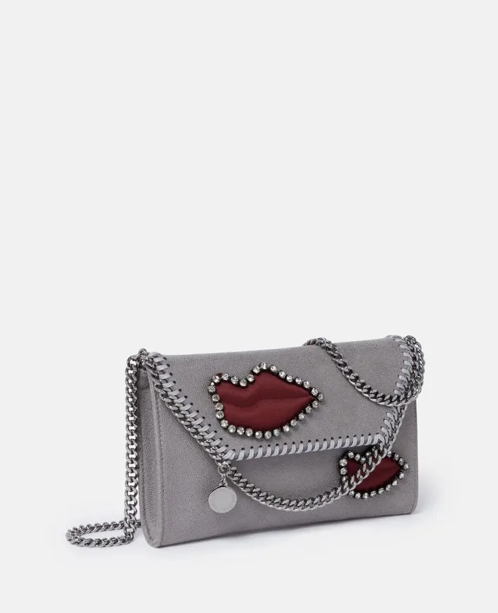Women Iconic Falabella Stella McCartney Falabella Lips Wallet Crossbody Bag Grey