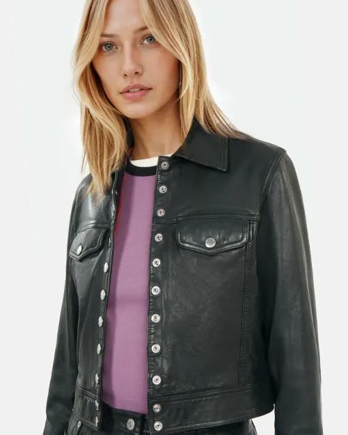 Women Jackets and Blazers The Kooples Black Leather Jacket Black