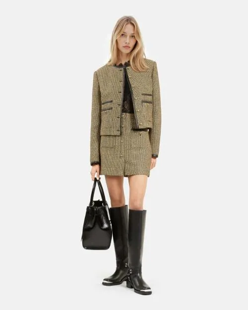 Women Jackets and Blazers The Kooples Short Black And Gold Jacket Black Gold